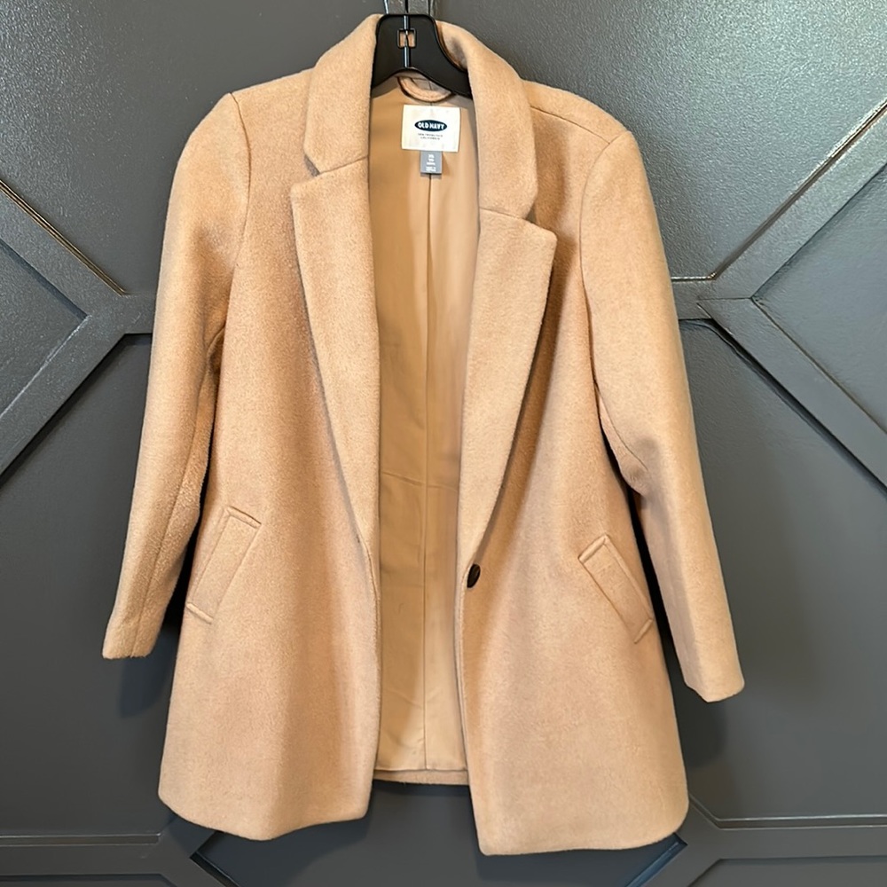 EUC Old Navy camel fleece peacoat coat XSP